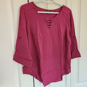 Torrid Size 00 Burgundy Challis Blouse